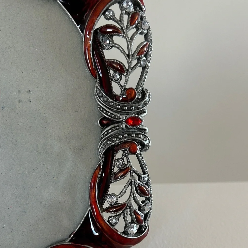 Ornate Bohemian Crystal & Rhinestones Red & Silver Madison Rouge Photo Frame